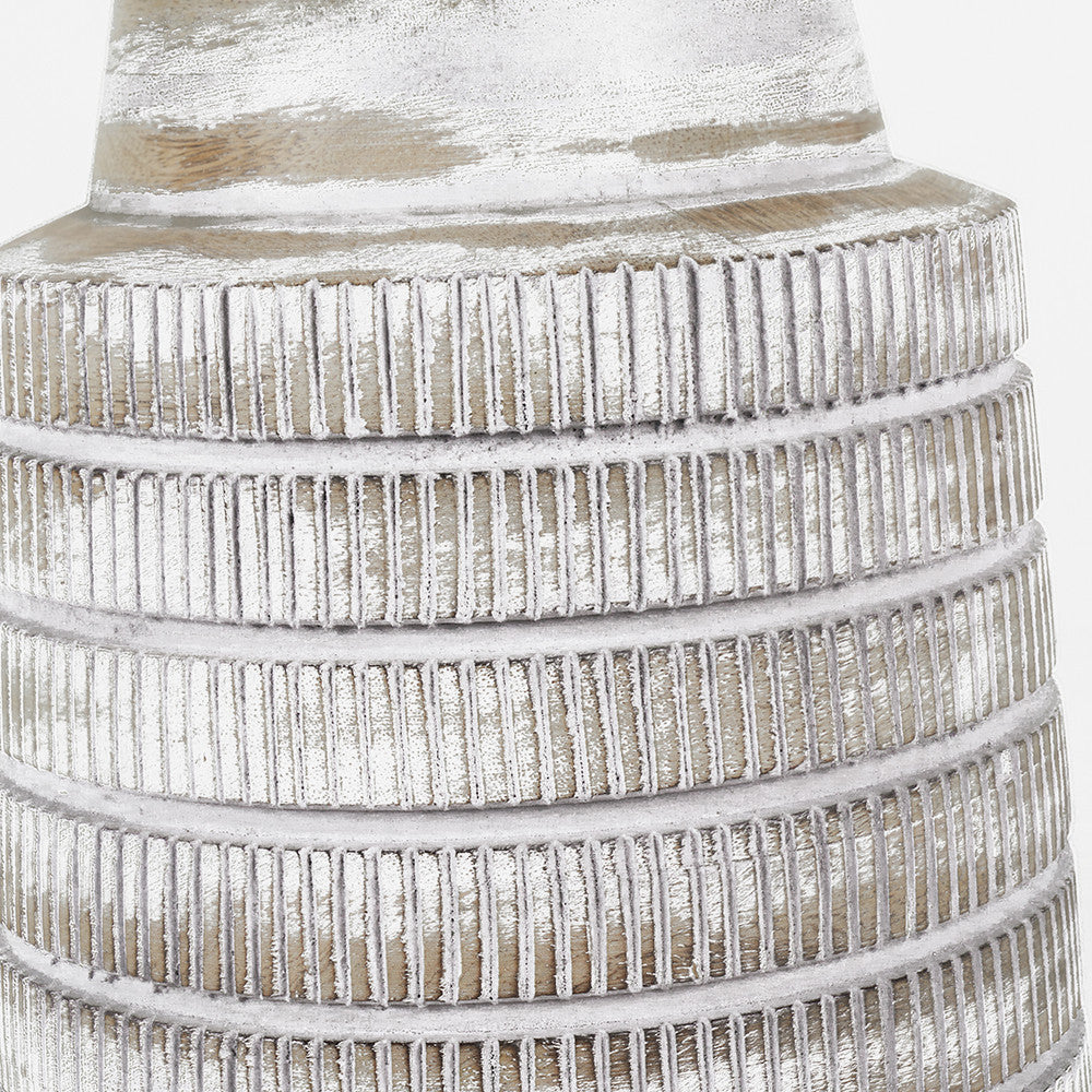 Paihia White Wash Wood Textured Short Table Lamp - Base Only